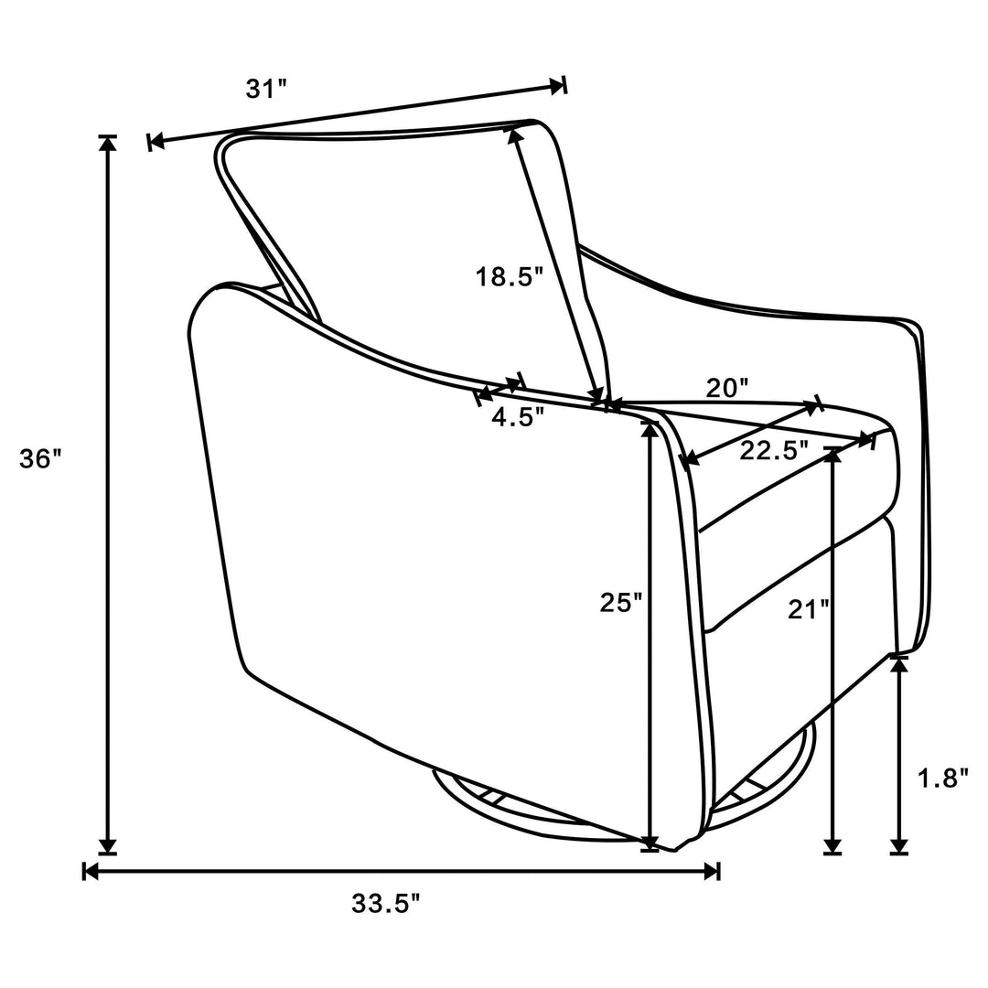 Coaster Furniture 903393 Madia Upholstered Sloped Arm Swivel Glider Chair Charcoal