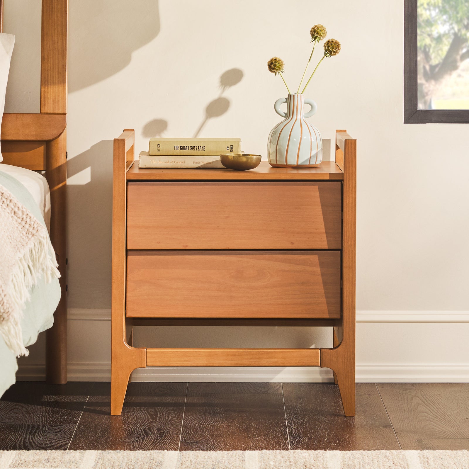 Enchantala Angle Face Solid Wood Nightstand