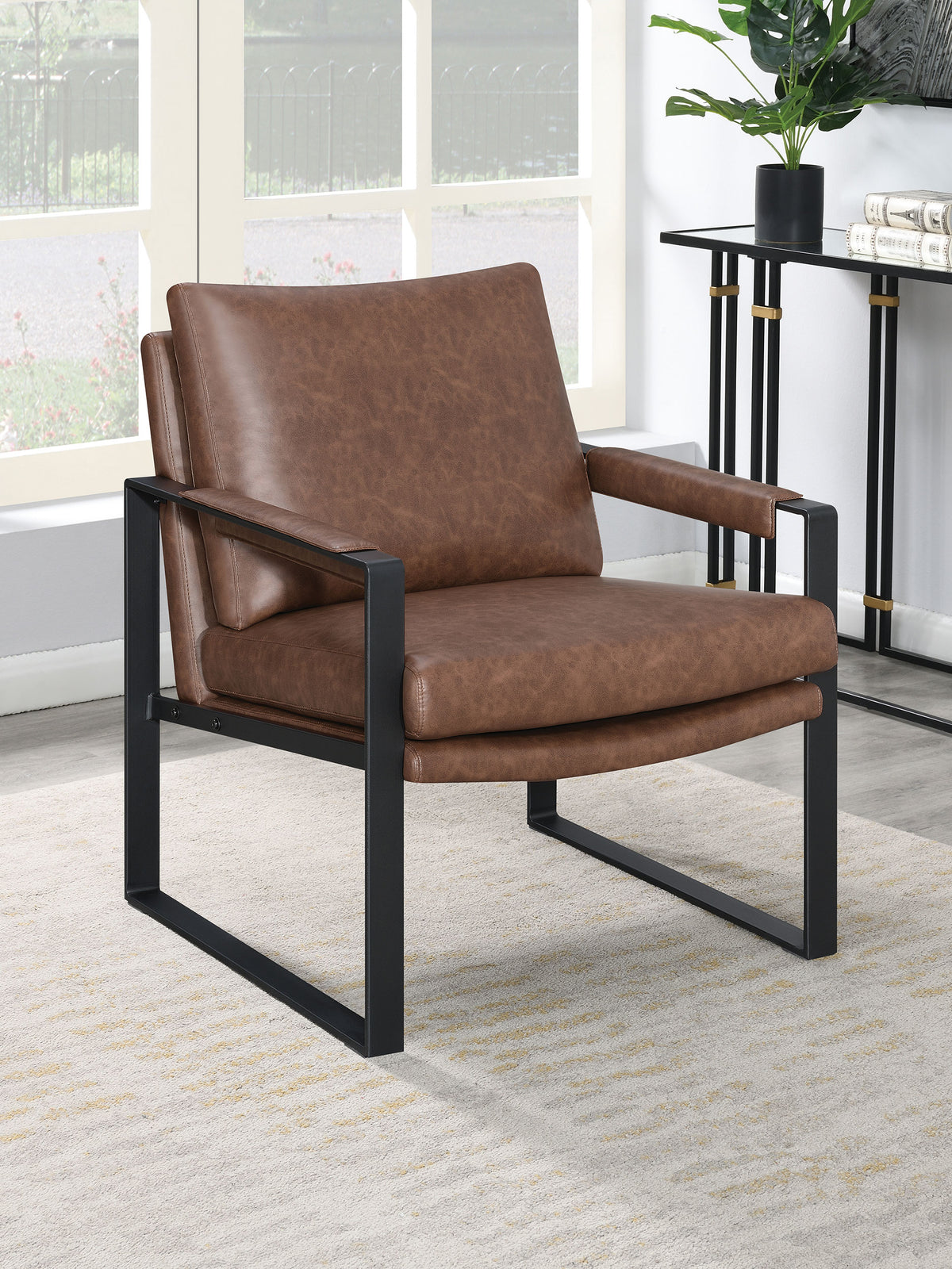 Rosalind - Upholstered Track Arm Accent Chair - Brown