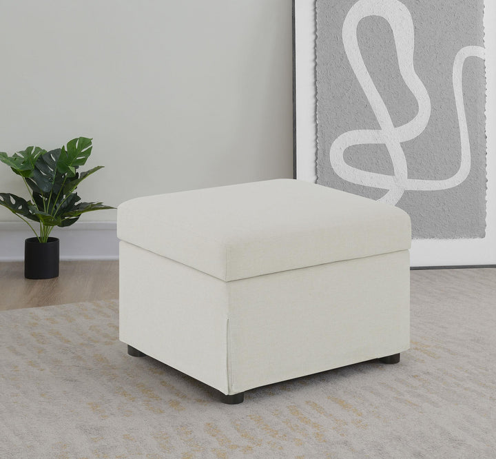 Coaster Furniture 904134 Winter Upholstered Hydraulic Lift Top Storage Ottoman Beige