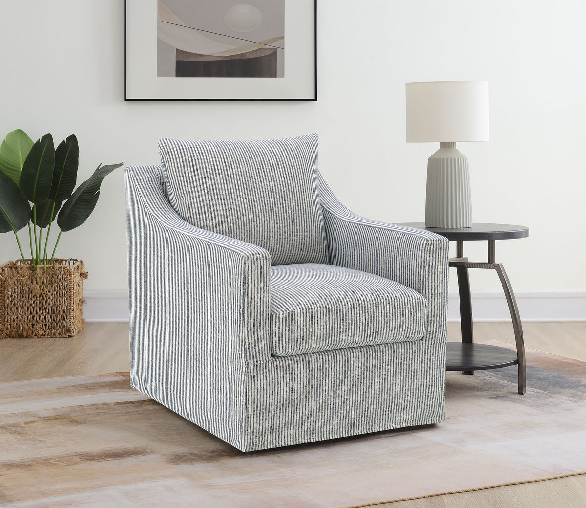 Winter - Upholstered Sloped Arm Accent Swivel Chair - Gray