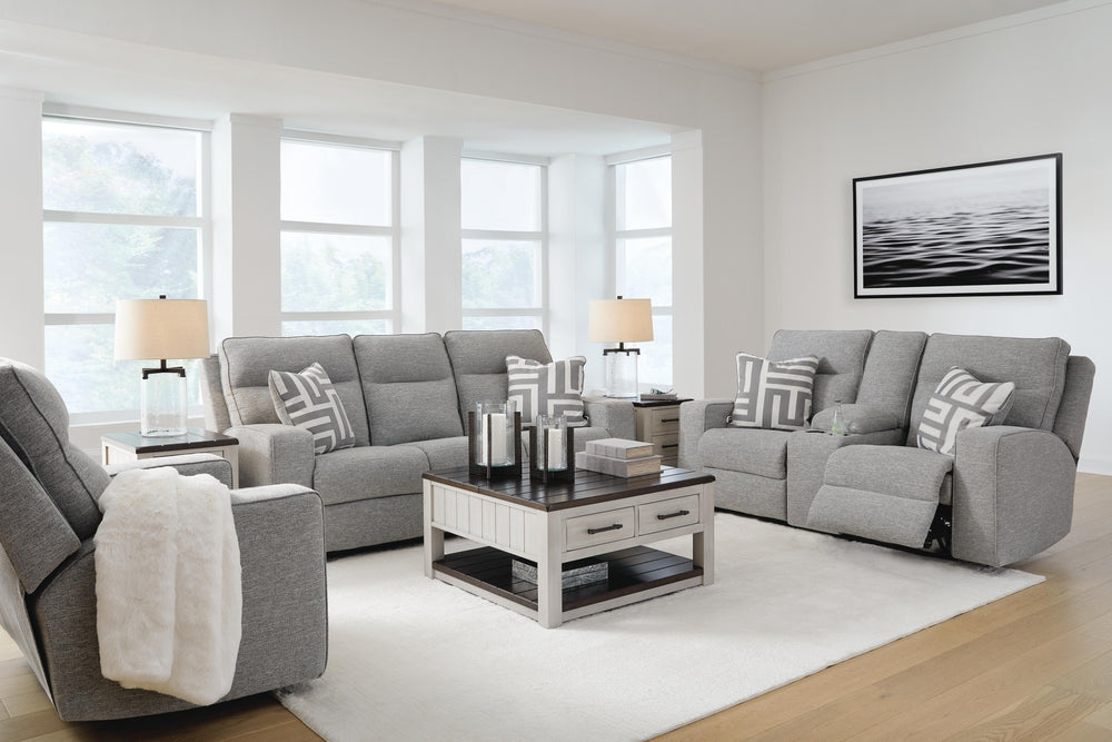 Biscoe Power Reclining Sofa, Loveseat and Recliner - Pewter (20)