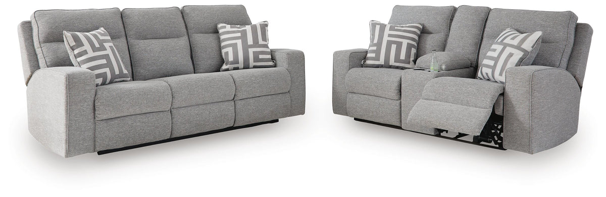Biscoe Power Reclining Sofa and Loveseat - Pewter (3)