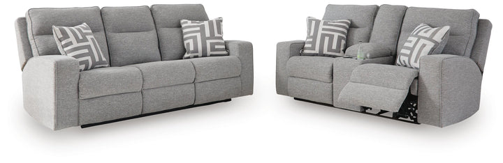 Biscoe Power Reclining Sofa and Loveseat - Pewter (3)
