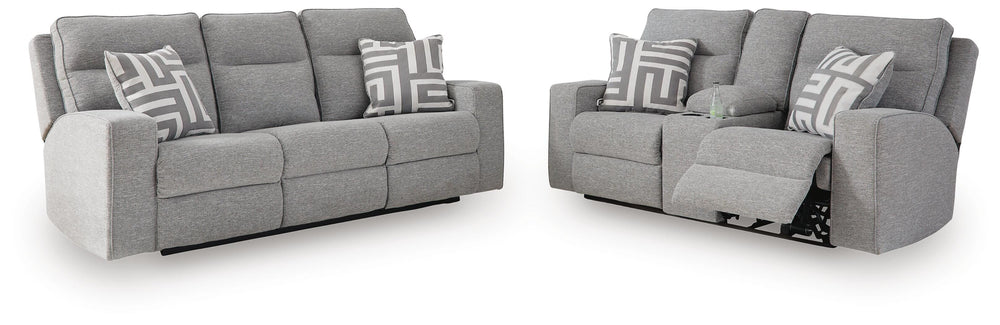 Biscoe Power Reclining Sofa and Loveseat - Pewter (3)