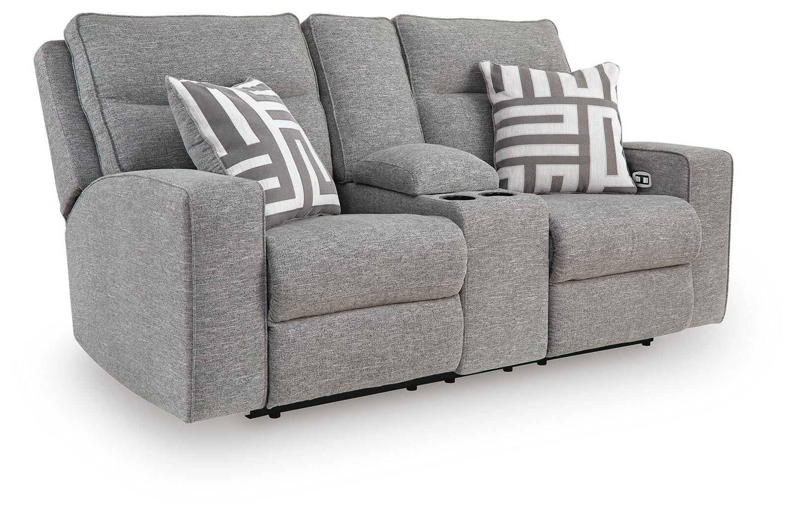 Biscoe Power Reclining Loveseat with Console - Dark Gray (1)