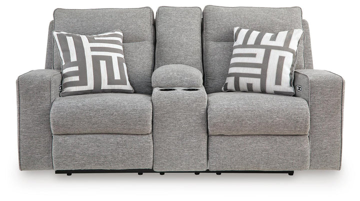 Biscoe Power Reclining Loveseat with Console - Dark Gray (4)