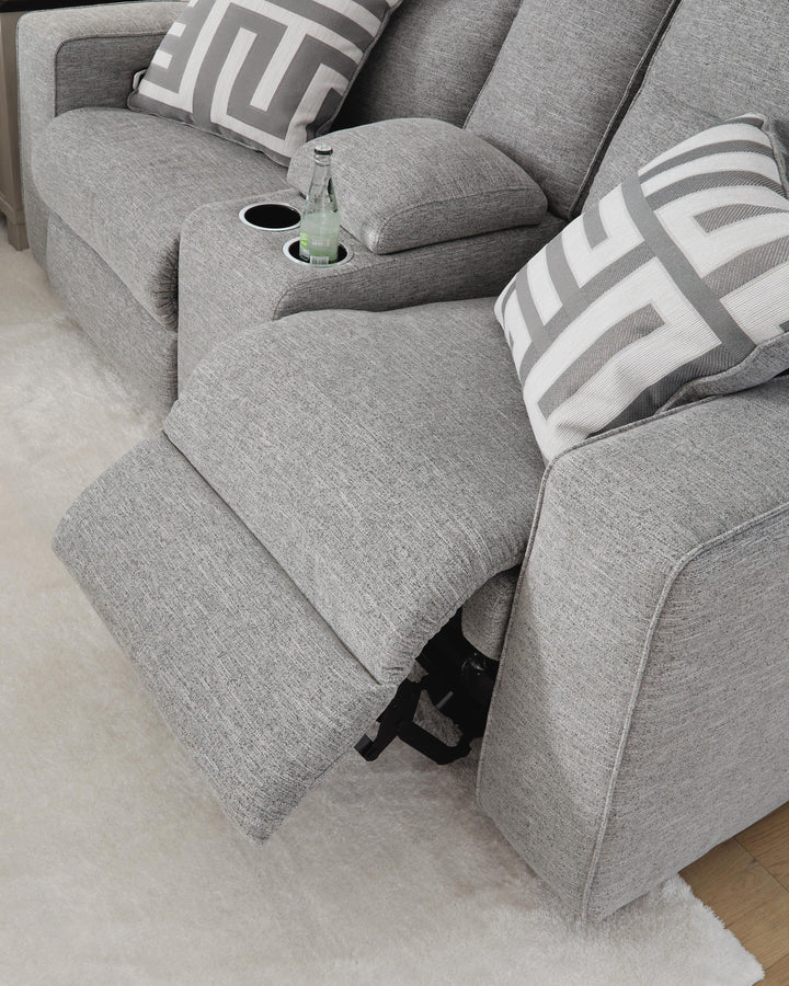 Biscoe Power Reclining Loveseat with Console - Dark Gray (9)