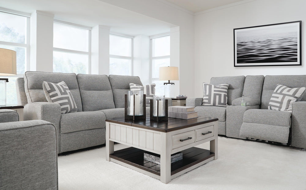 Biscoe Power Reclining Sofa and Loveseat - Pewter (4)