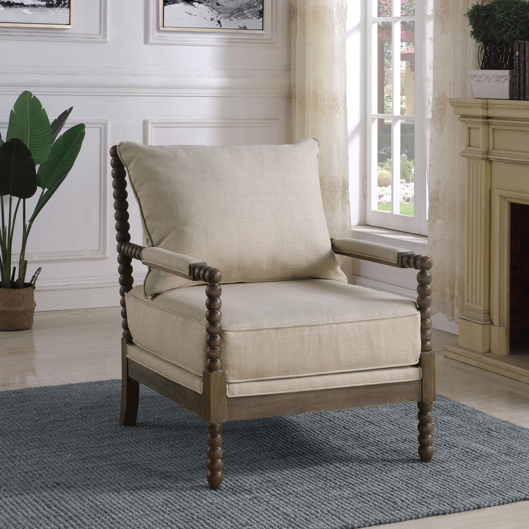 Coaster Furniture 905362 Blanchett Upholstered Bobbin Accent Chair Beige and Natural