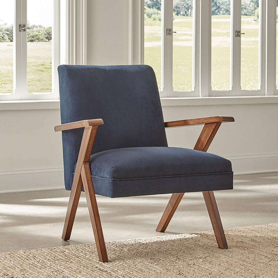 Coaster Furniture 905415 Cheryl Upholstered Wood Arm Accent Chair Dark Blue
