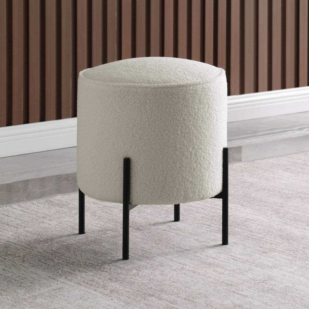 Coaster Furniture 905495 Basye Round Upholstered Ottoman Ivory