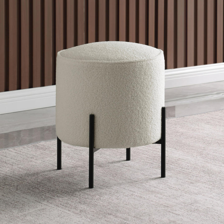Coaster Furniture 905495 Basye Round Upholstered Ottoman Ivory