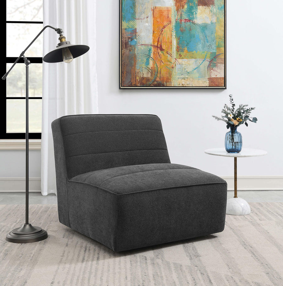 Coaster Furniture 905713 Cobie Upholstered Armless Swivel Chair Dark Charcoal