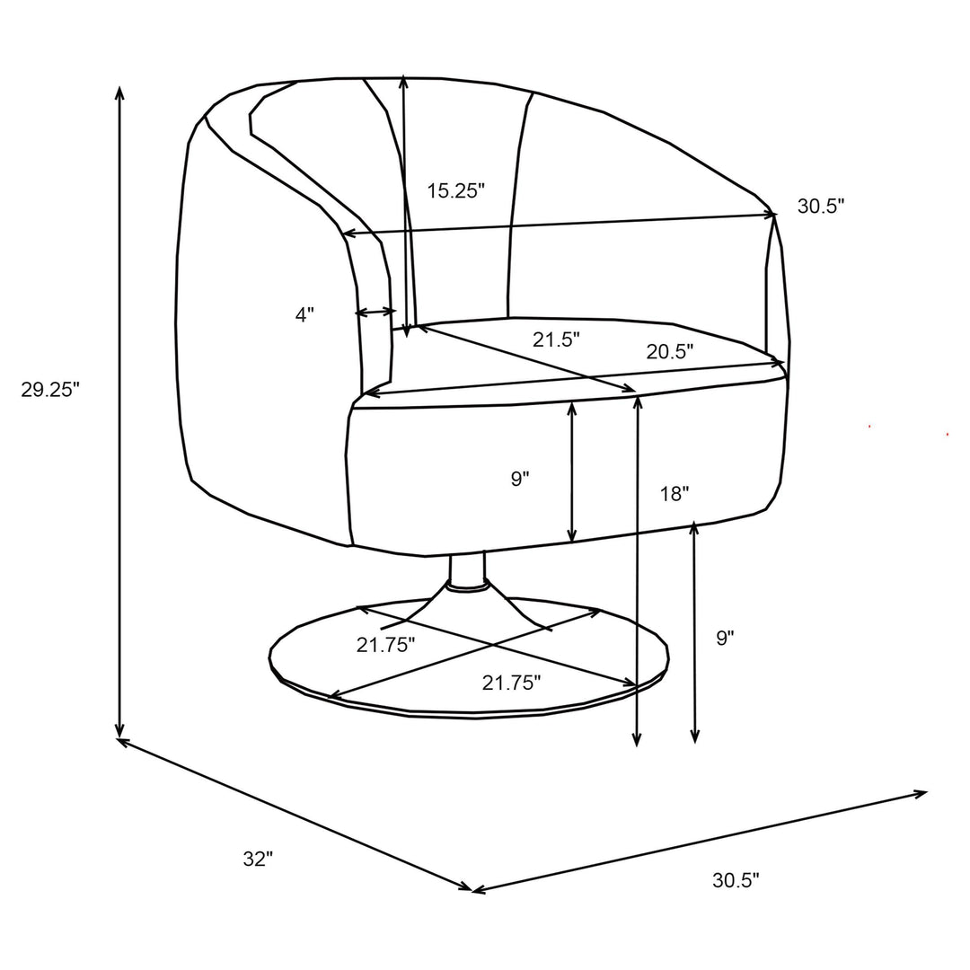 Coaster Furniture 905739 Dave Upholstered Barrel Back Swivel Club Chair Beige
