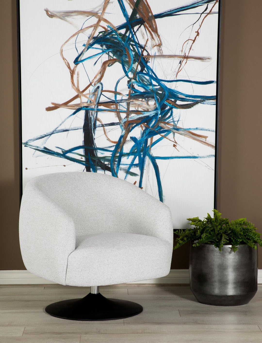 Coaster Furniture 905739 Dave Upholstered Barrel Back Swivel Club Chair Beige