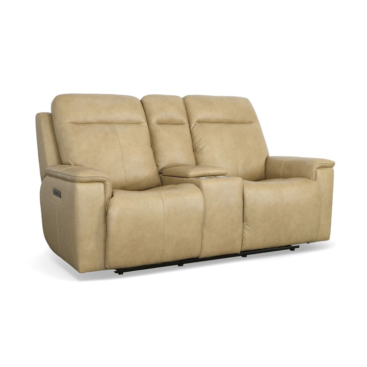 Odell Power Reclining Loveseat With Console, Power Headrests &amp; Lumbar Stone