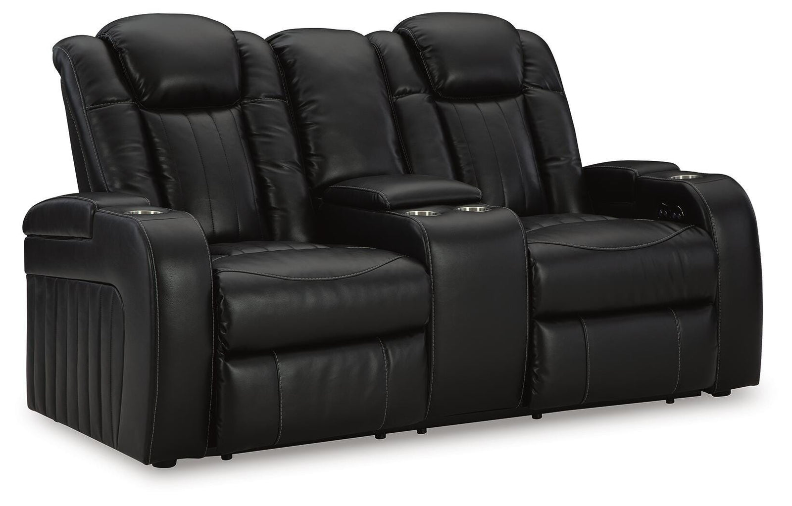 Caveman Den Power Reclining Loveseat with Console - Black (1)