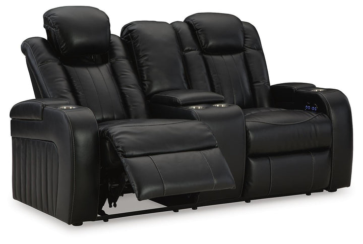 Caveman Den Power Reclining Loveseat with Console - Black (3)
