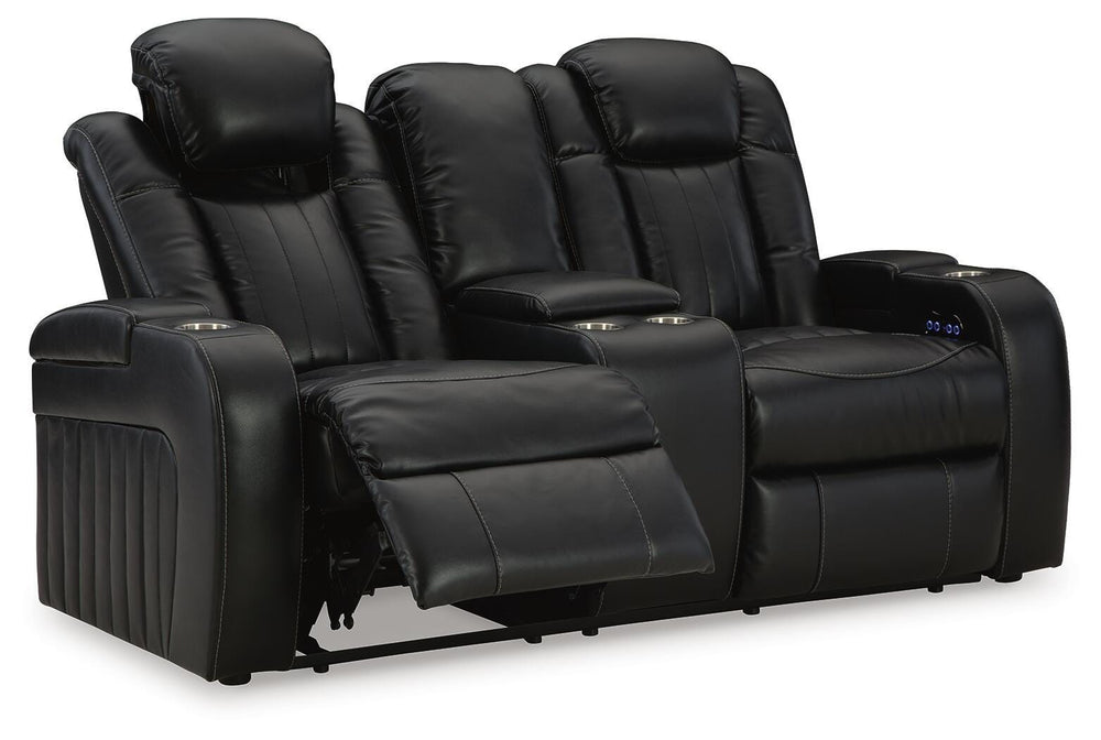 Caveman Den Power Reclining Loveseat with Console - Black (3)