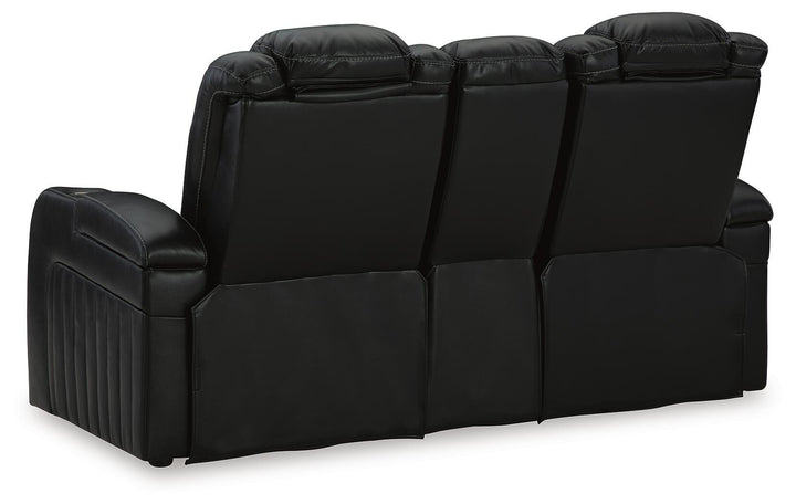 Caveman Den Power Reclining Loveseat with Console - Black (6)