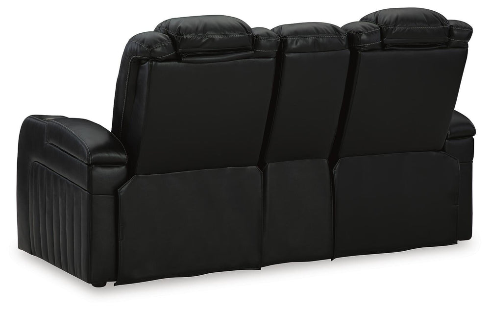 Caveman Den Power Reclining Loveseat with Console - Black (6)