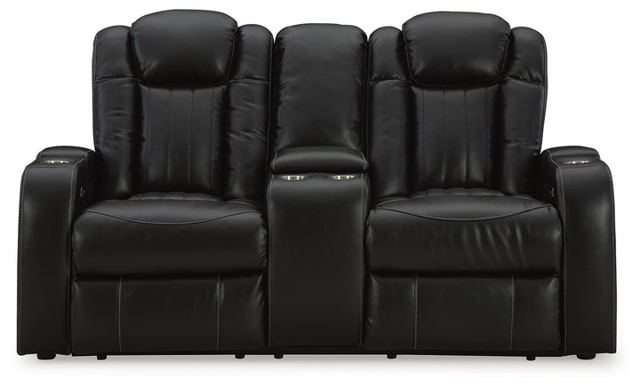 Caveman Den Power Reclining Loveseat with Console - Black (4)