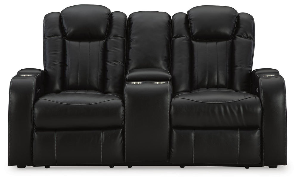 Caveman Den Power Reclining Loveseat with Console - Black (4)