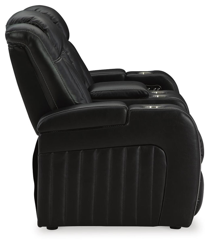 Caveman Den Power Reclining Loveseat with Console - Black (5)