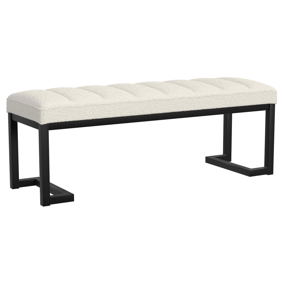 Coaster Furniture 907514 Mesa Boucle Upholstered Tufted Accent Bench Vanilla