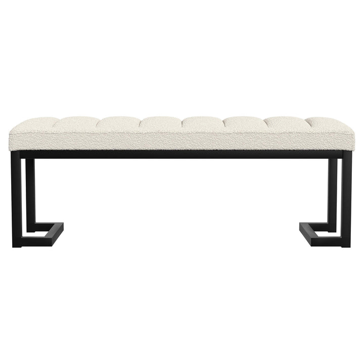 Coaster Furniture 907514 Mesa Boucle Upholstered Tufted Accent Bench Vanilla