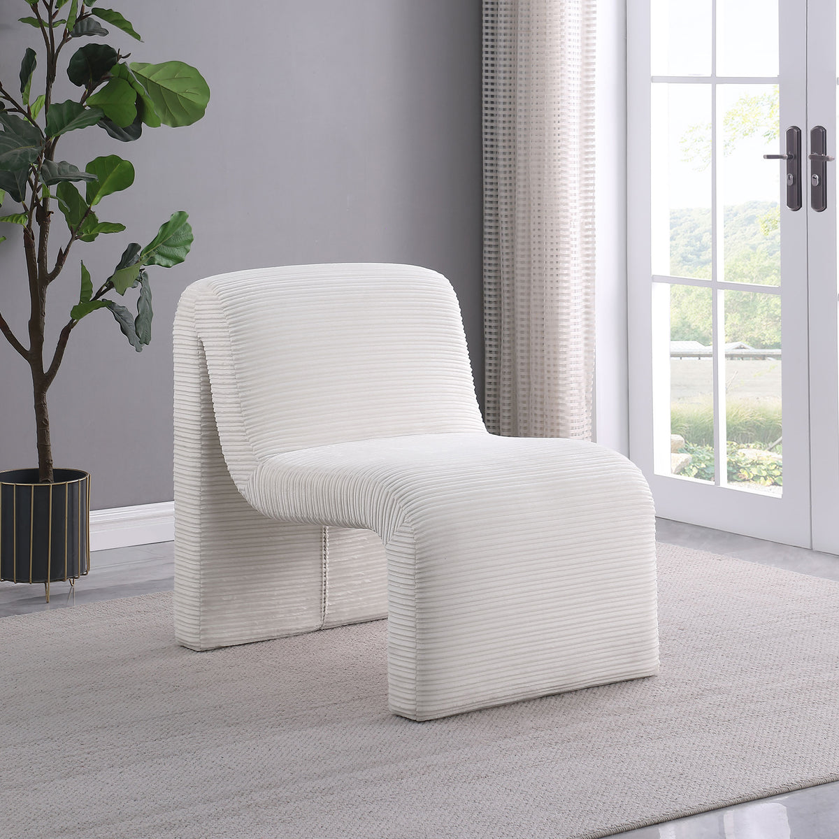 Drayton - Upholstered Curved Armless Accent Chair - Ivory
