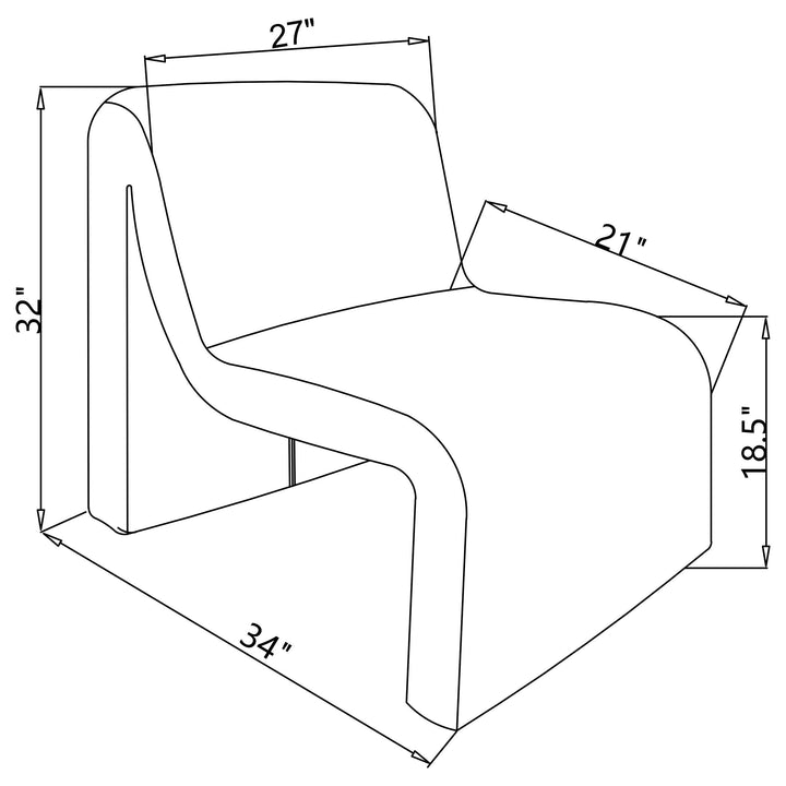 Coaster Furniture 907525 Drayton Upholstered Curved Armless Accent Chair Ivory