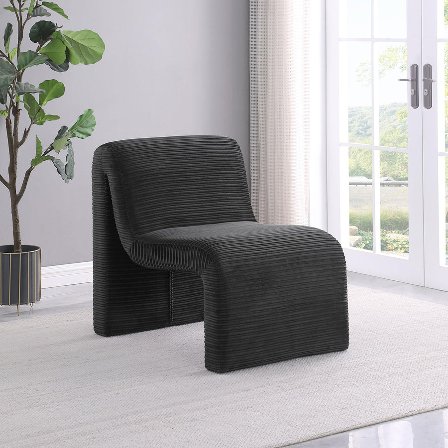 Coaster Furniture 907526 Drayton Upholstered Curved Armless Accent Chair Black