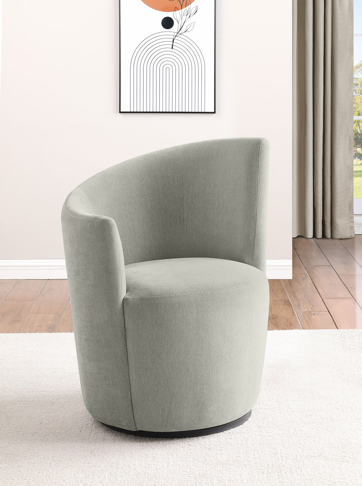 Nueva - Upholstered Swivel Chair Curved Backrest - Dove Gray