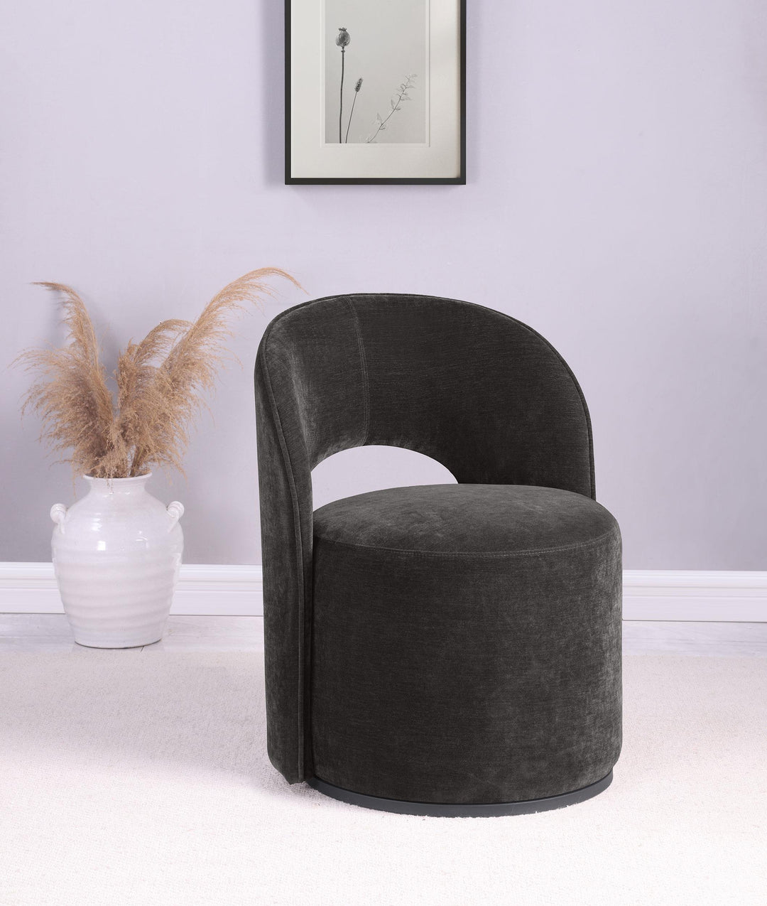 Coaster Furniture 907529 Harjo Velvet Upholstered Swivel Accent Chair Charcoal Grey