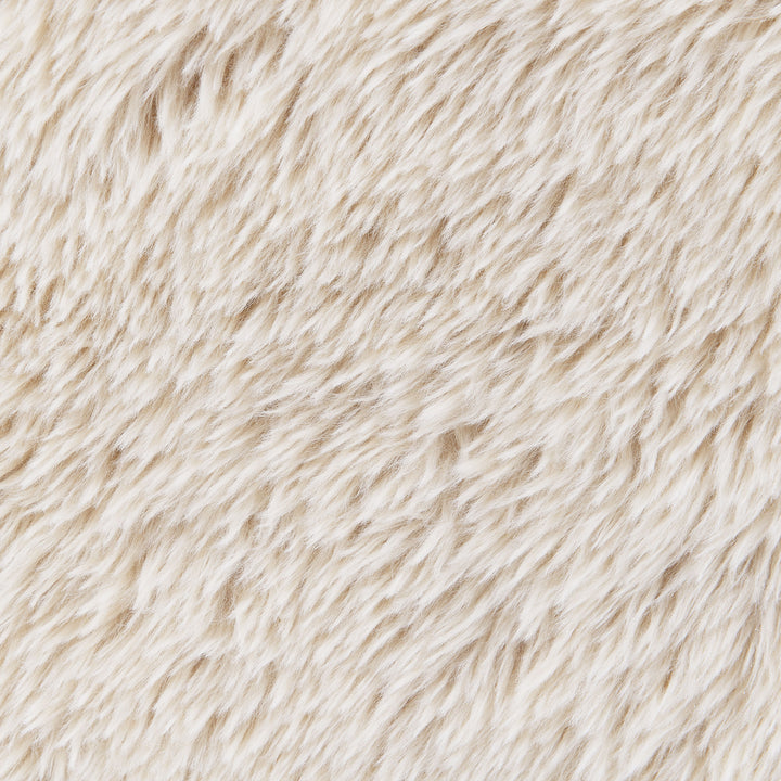 Fitzroy - Faux Fur Upholstered Chair Solid Wood Arms - Latte