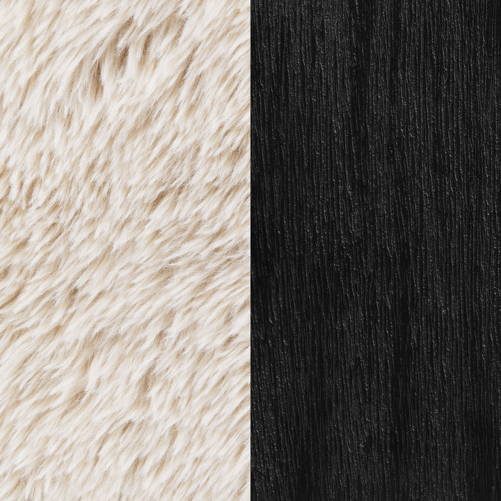 Fitzroy - Faux Fur Upholstered Chair Solid Wood Arms - Latte