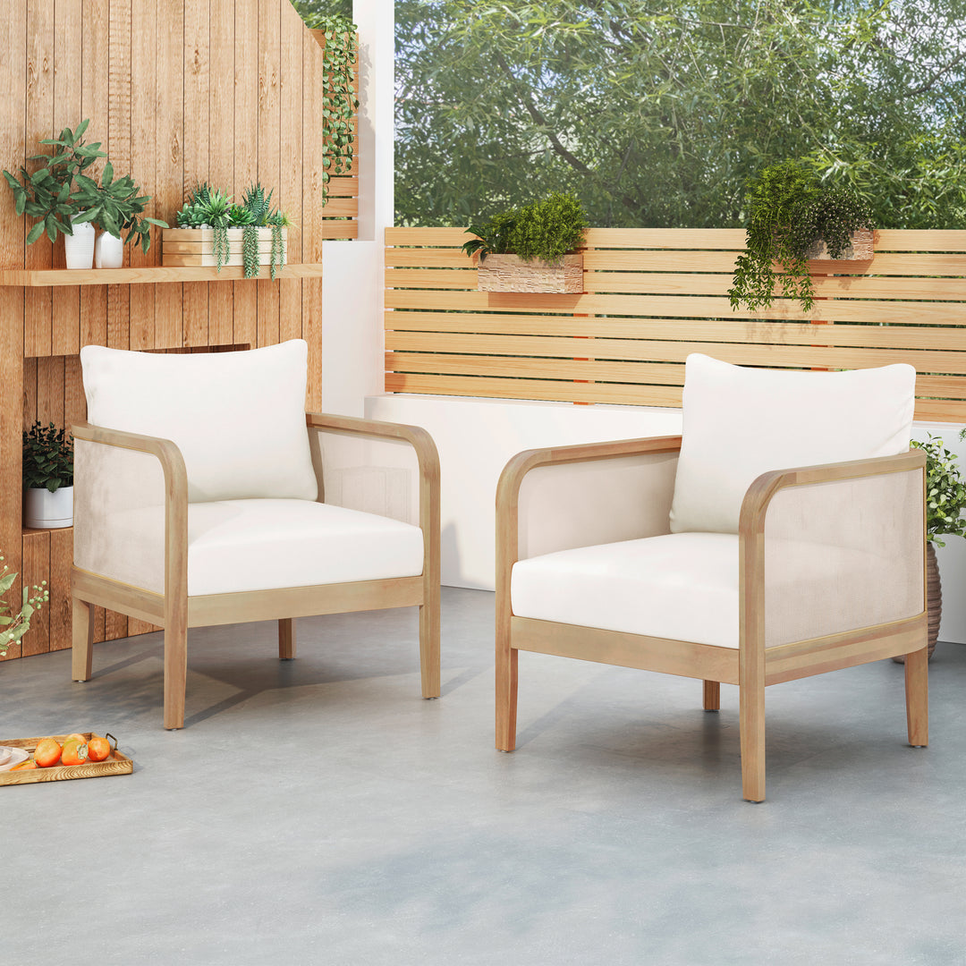Acacia Textilene Outdoor Club Chair – Light Teak (Set of 2)
