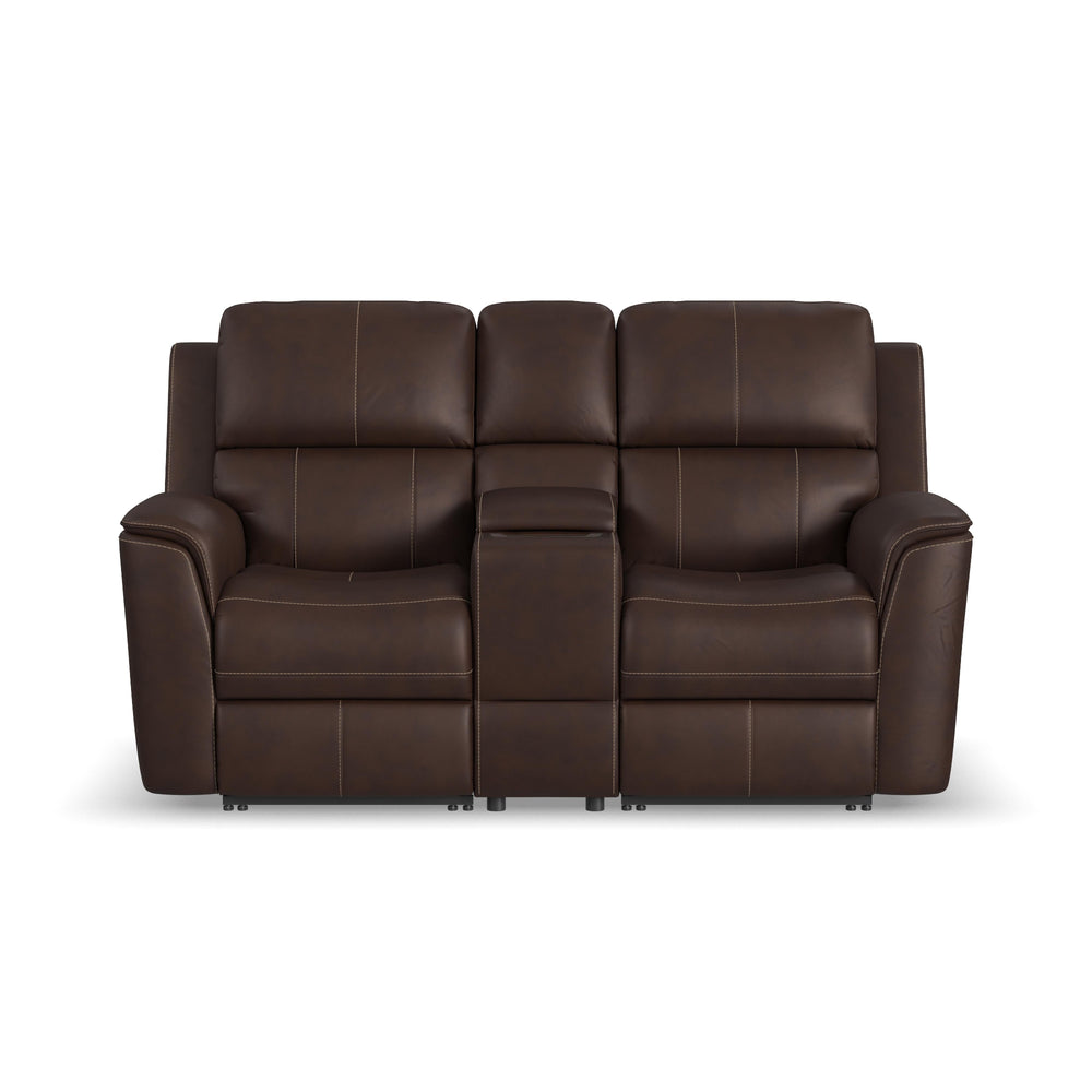flexsteel-henry-leather-power-reclining-loveseat-console-burnt-umber