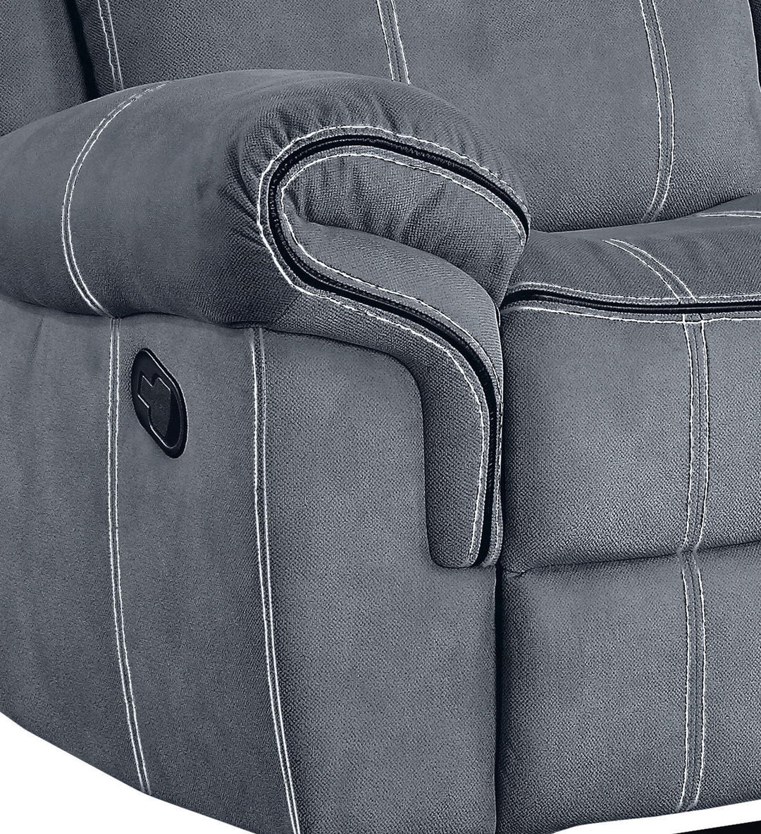 Zubaida - Two Tone Velvet Recliner Sofa With USB Port Drop Down Table - Gray