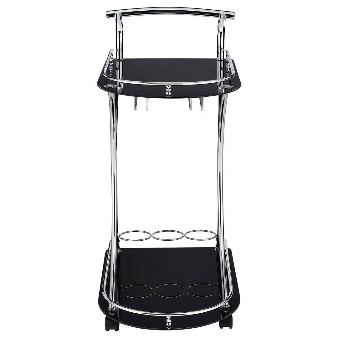 Coaster Furniture 910001 Elfman 2-tier Glass Shelf Metal Bar Cart Black and Chrome
