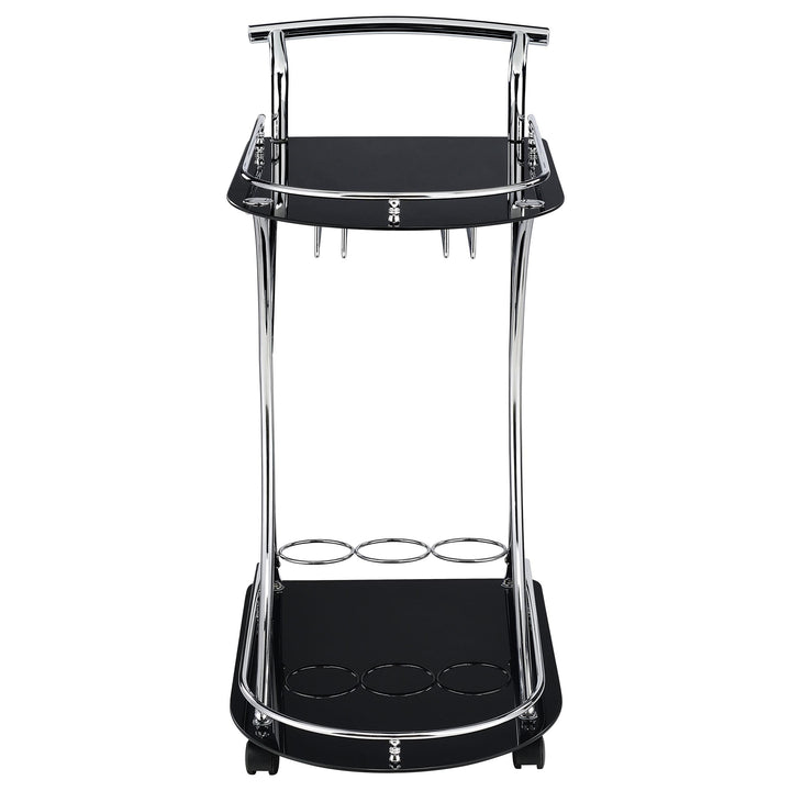Coaster Furniture 910001 Elfman 2-tier Glass Shelf Metal Bar Cart Black and Chrome