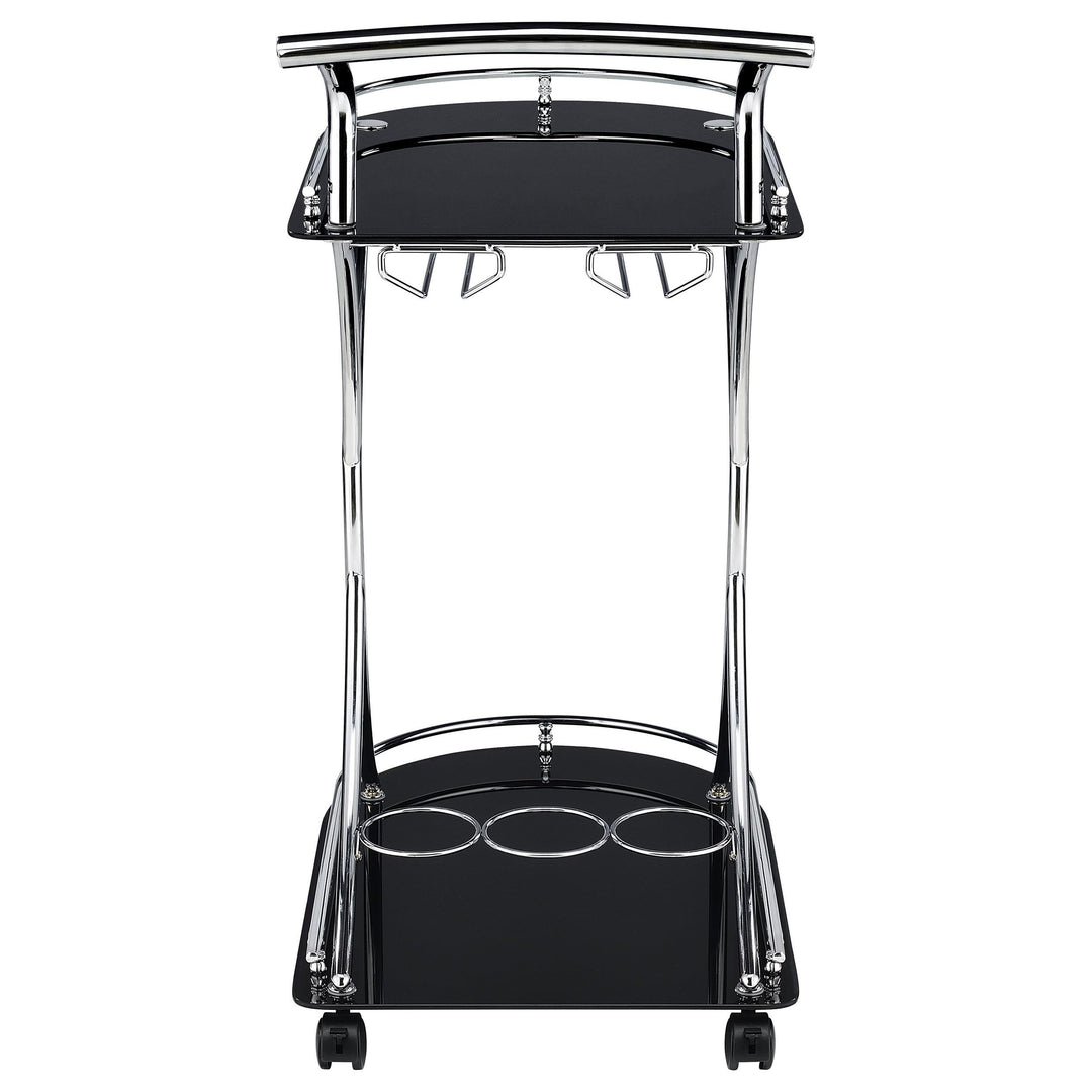Coaster Furniture 910001 Elfman 2-tier Glass Shelf Metal Bar Cart Black and Chrome