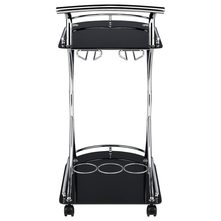 Coaster Furniture 910001 Elfman 2-tier Glass Shelf Metal Bar Cart Black and Chrome