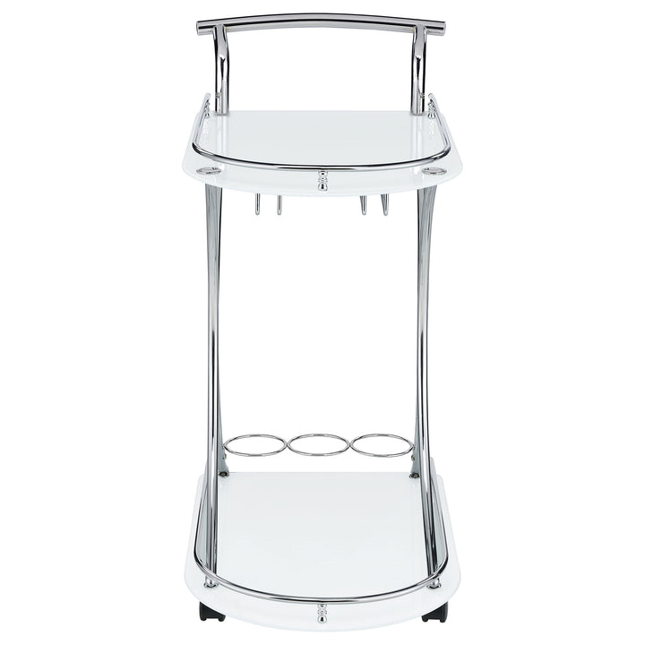 Elfman - 2-Tier Glass Shelf Metal Bar Cart - White And Chrome