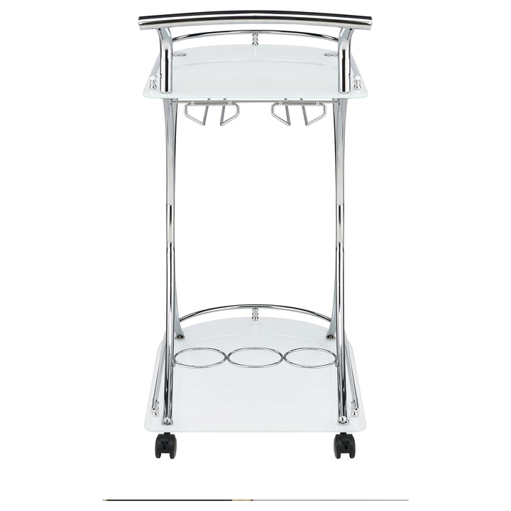 Elfman - 2-Tier Glass Shelf Metal Bar Cart - White And Chrome