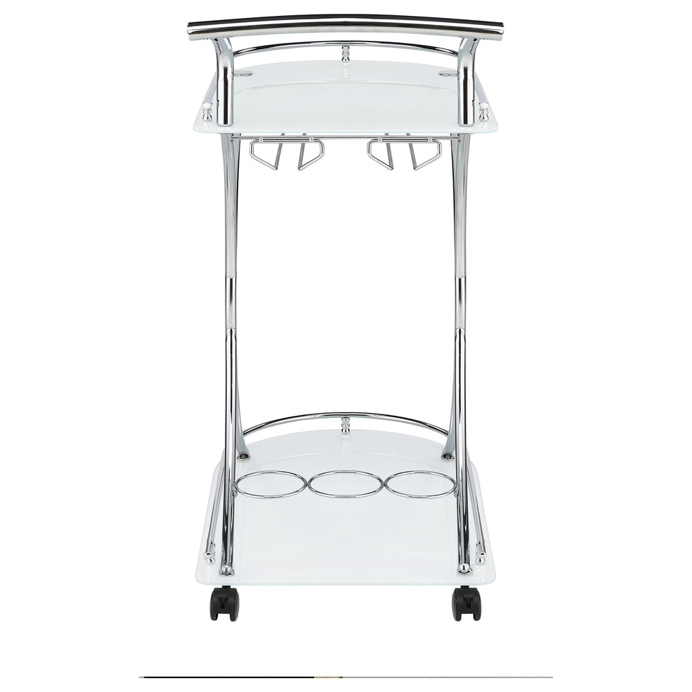 Elfman - 2-Tier Glass Shelf Metal Bar Cart - White And Chrome