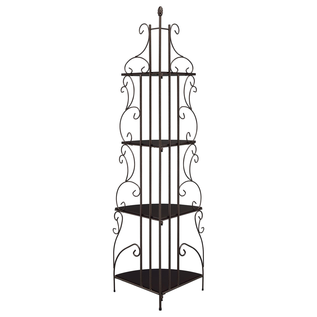 Coaster Furniture 910038 Poppy 74-inch 4-shelf Corner Bookshelf Copper and Cappuccino