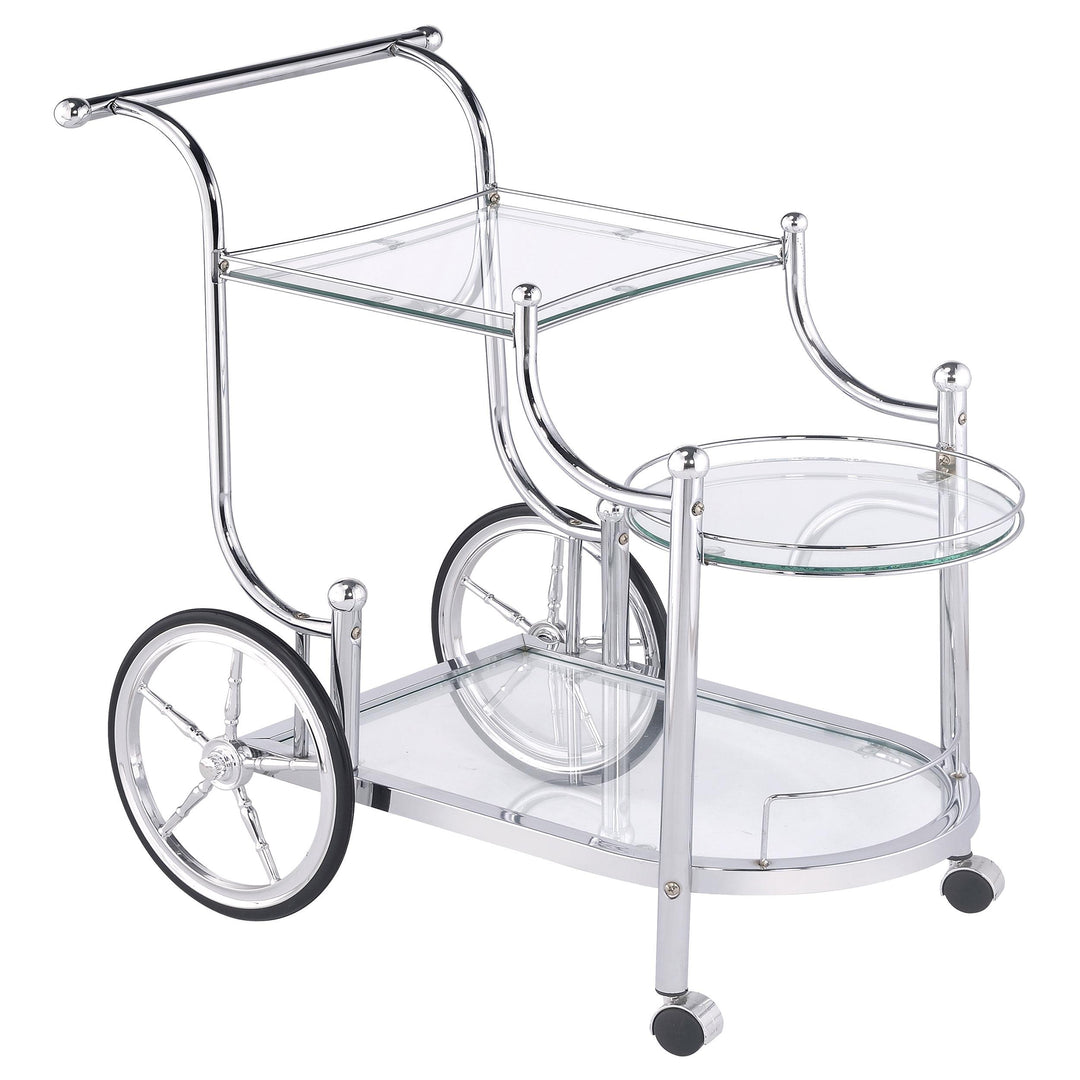 Coaster Furniture 910076 Sarandon 3-tier Glass Shelf Metal Bar Cart Chrome